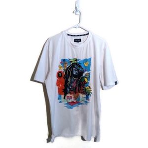 Bob Marley One Love Graphic Puff Print Distressed White T-Shirt Sz 3XL
